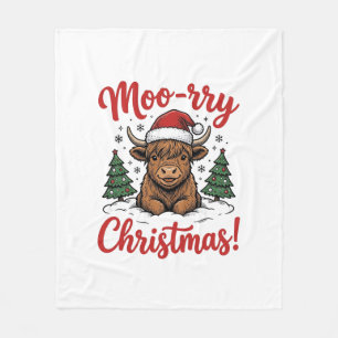 Moo-rry Weihnachten Highland Kuh Vintage-Shirt-Des Fleecedecke