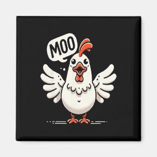Moo sagt das Huhn - Komische Kuh-Huhn-Fusion  Magnet
