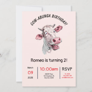 Moo-sterious Grin Geburtstagseinladungskarte Einladung