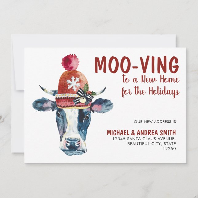 Moo-ving New Zuhause Weihnachtskuhwandern Ankündigung (Vorderseite)