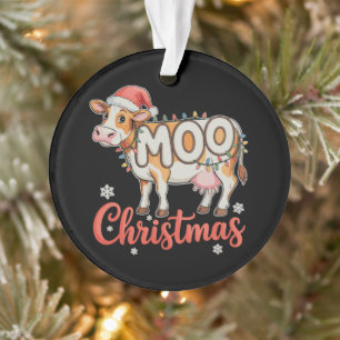 MOO Weihnachten Xmas Lichter Kuh Landwirt Landwirt Ornament