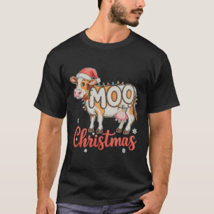 MOO Weihnachten Xmas Lichter Kuh Landwirt Landwirt T-Shirt