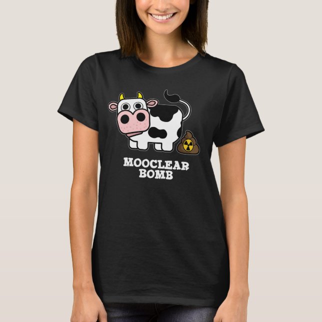 Mooclear Bomb Funny Cow Puff Dark BG T-Shirt (Vorderseite)