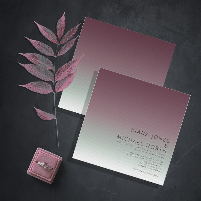 Mood Gradient Wedding Burgundy Mist ID741 Einladung (Von Creator hochgeladen)