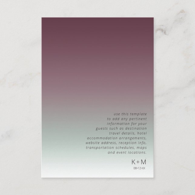 Mood Gradient Wedding Details Burgundy Mist ID741 Begleitkarte (Vorderseite)