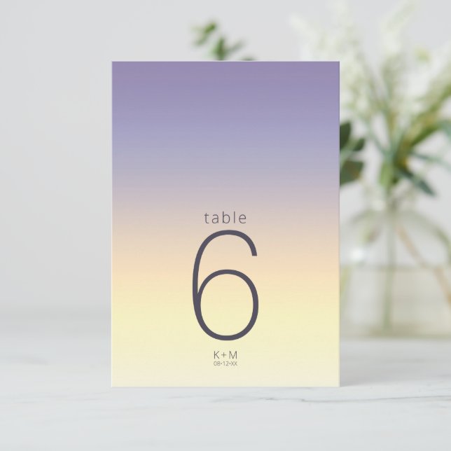 Mood Gradient Wedding Table Indigo Sunset ID741 Einladung (Stehend Vorderseite)