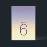 Mood Gradient Wedding Table Indigo Sunset ID741 Einladung<br><div class="desc">Der Hintergrund für alle Stücke in diesem minimalistischen Hochzeitsfest Set ist ein auffälliger Farbverlauf von indigo durch pfirsichgelb und schmackhaft gelb. Die Hochzeitskarte, die hier gezeigt wird, zeichnet sich durch ein elegantes, modernes Layout und einen zeitgemäßen serifenlosen Schriftart aus, der den Anklang des Ortes noch verstärkt. Fügen Sie einfach Tischnummern,...</div>