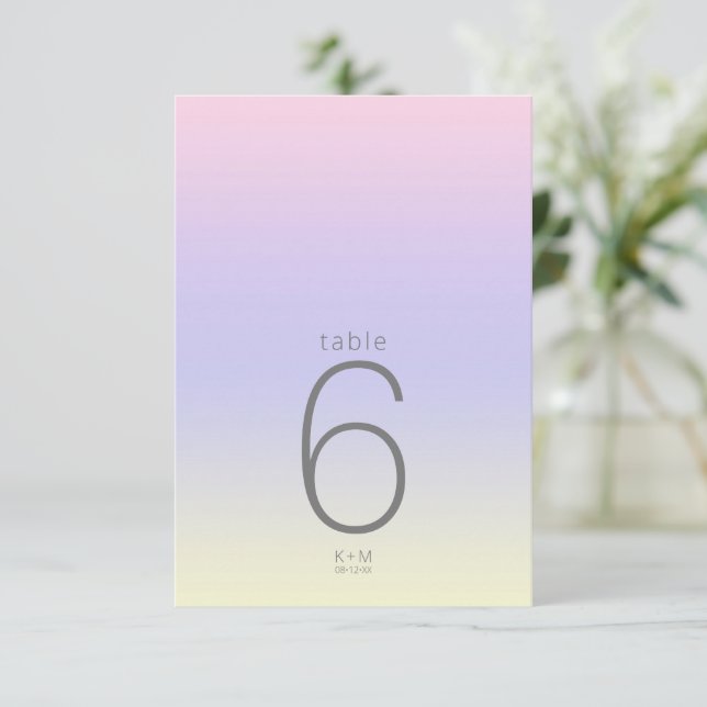 Mood Gradient Wedding Table Pastel Dawn ID741 Einladung (Stehend Vorderseite)