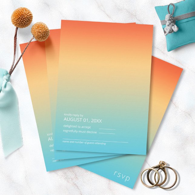 Mood Gradient Wedding Tropical Sky ID741 RSVP Karte (Von Creator hochgeladen)