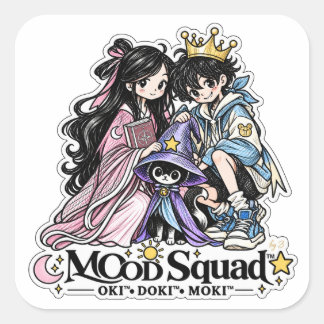 MOoD Squad™ | OKI DOKI MOKI Charakter-Aufkleber Quadratischer Aufkleber