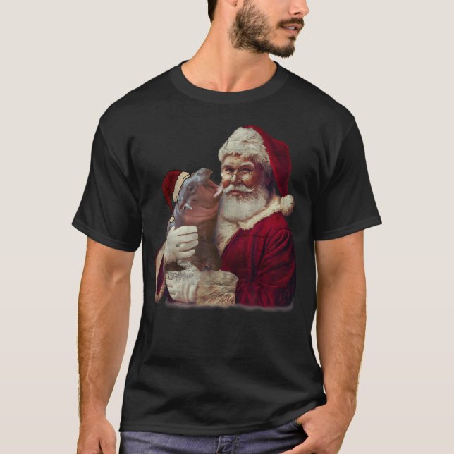 Moodeng Weihnachten Vintager Weihnachtsmann Klaus  T-Shirt (Vorderseite)