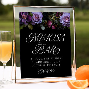 Moodiges gotisches lila Blumen-Hochzeits-Mimosa-Ba Poster