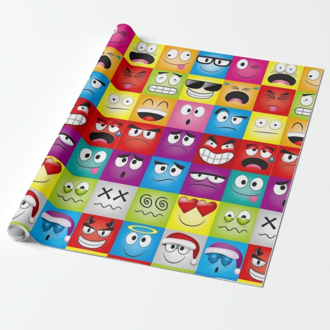 Moods and Emoticons Geschenkpapier (Ungerollt)