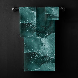Moody Agate Aquamarin Green Malachite Rich Jewel Badhandtuch Set