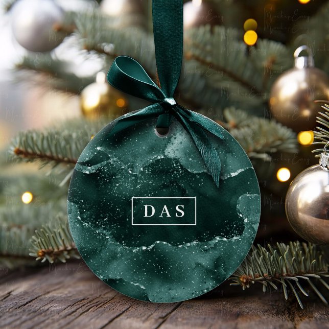 Moody Agate | Aquamarin Green Malachite Rich Monog Keramik Ornament (Von Creator hochgeladen)