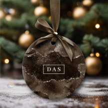 Moody Agate | Coffee Brown Golden Bronze Monogram