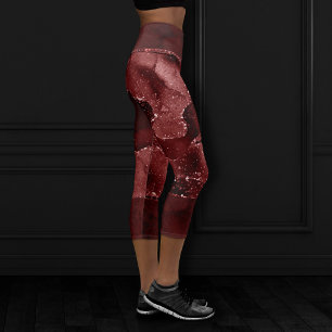 Moody Agate   Henna Blood Red Garnet Jewel Tone Capri Leggings