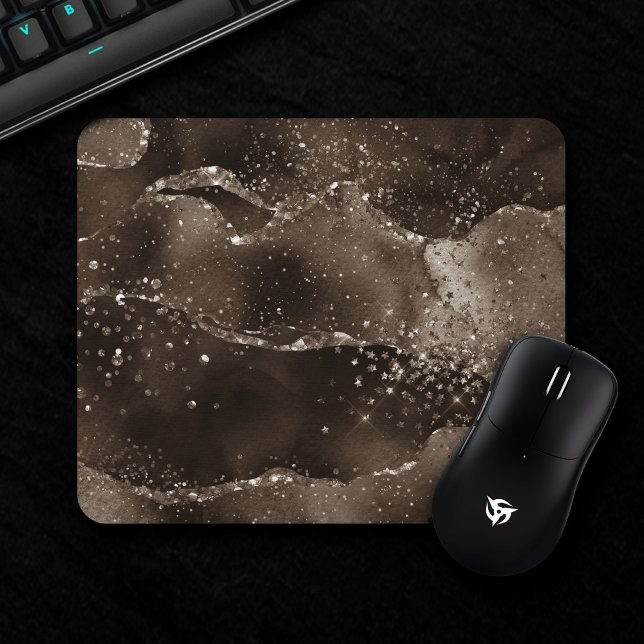 Moody Agate | Kaffee Brown Golden Bronze Taupe Mousepad (Von Creator hochgeladen)