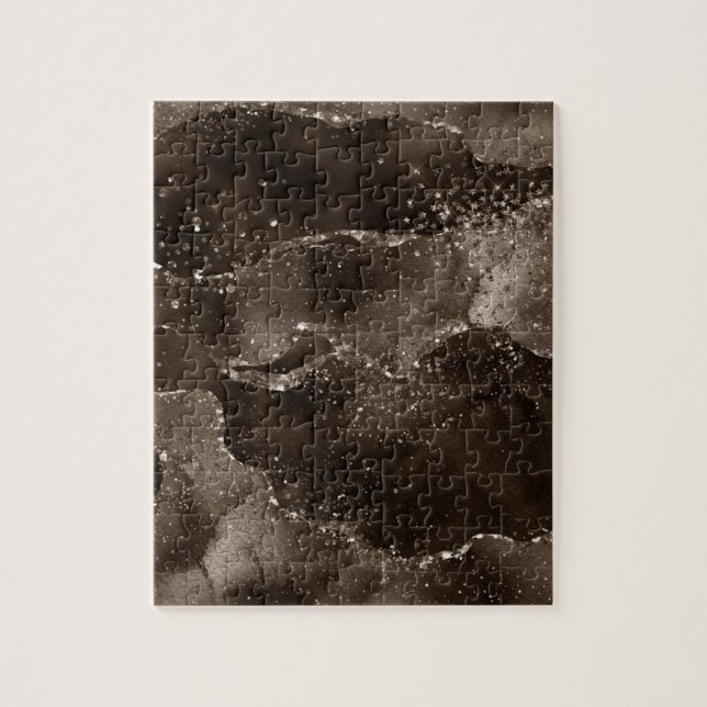 Moody Agate | Kaffee Brown Golden Bronze Taupe Puzzle (Vertikal)