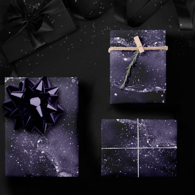 Moody Agate | Midnight Indigo Deep Lila Glam Geschenkpapier Set (Von Creator hochgeladen)