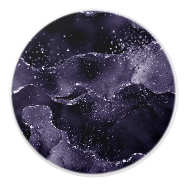 Moody Agate | Midnight Indigo Deep Lila Glam Keramikknauf (Vorderseite)