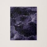Moody Agate | Midnight Indigo Deep Lila Glam Puzzle<br><div class="desc">In den 90er Jahren inspirierte grunge dunkel, raffinierte Aquarellstein aus Marmor in einem tiefmodisch anmutenden Juwelenton mit Imitaten metallische Folie und Glitzer-Venen in einem reichen, dramatischen, mit abstrakten flüssigen Wirbel und Glitzer-Venen. Aus der Kollektion "Till Death Do Us Part" fügt dieser wunderschöne weibliche handbemalte Farbverlauf den perfekten Pop der Farbe...</div>
