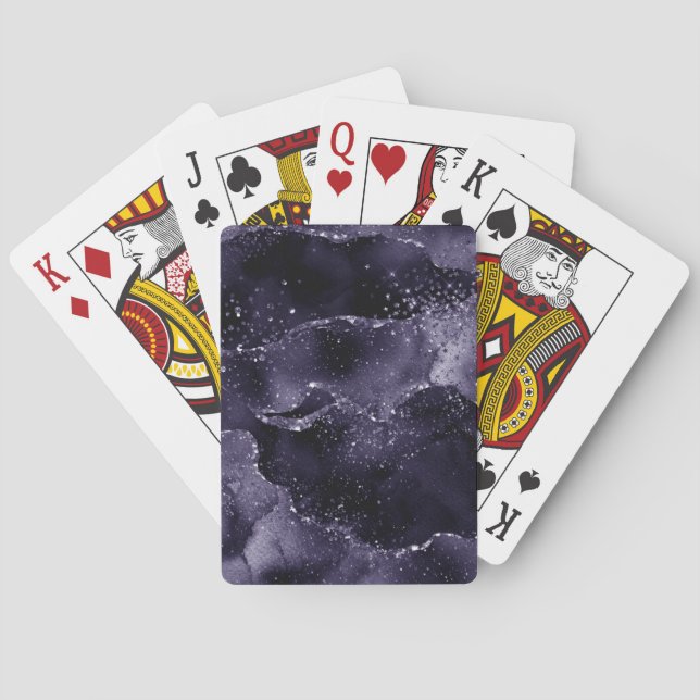 Moody Agate | Midnight Indigo Deep Lila Glam Spielkarten (Rückseite)