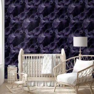 Moody Agate Midnight Indigo Deep Lila Glam Tapete
