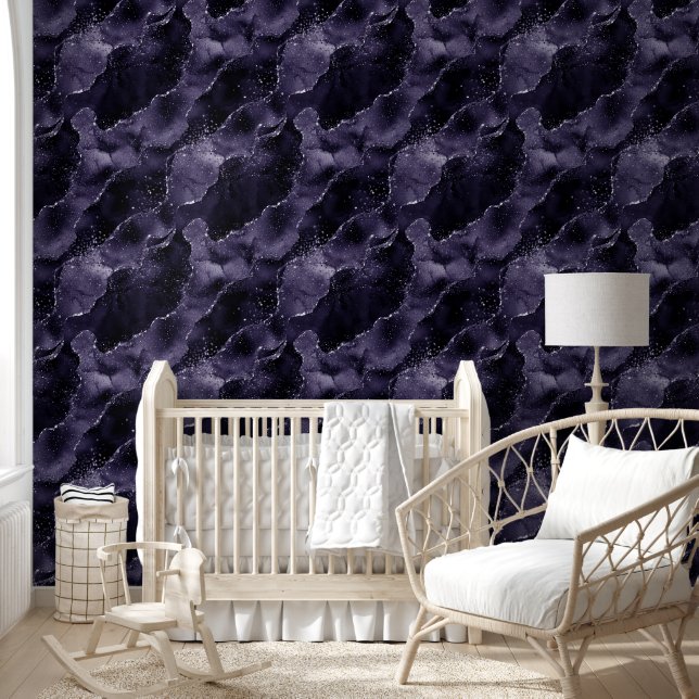 Moody Agate | Midnight Indigo Deep Lila Glam Tapete (Kinder)