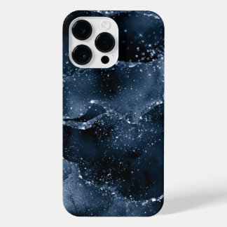 Moody Agate | Navy Denim Steel Blue Imitats Glitze iPhone 14 Pro Max Hülle