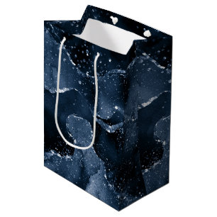 Moody Agate Navy Denim Steel Blue Imitats Glitze Mittlere Geschenktüte