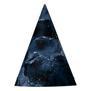 Moody Agate Navy Denim Steel Blue Imitats Glitze Partyhütchen