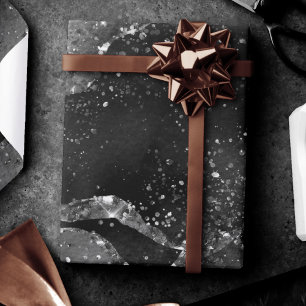 Moody Agate Onyx Black Silver Vampy Goth Glitzer Geschenkpapier