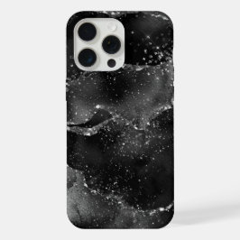 Moody Agate | Onyx Black Silver Vampy Goth Glitzer iPhone 15 Pro Max Hülle