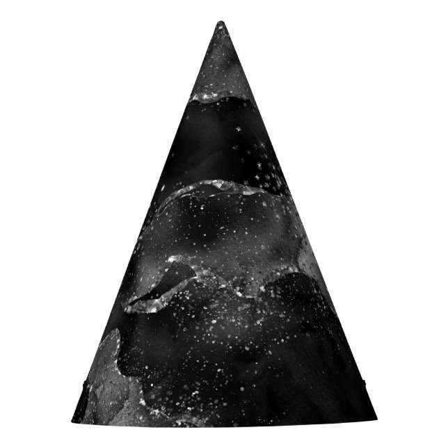 Moody Agate | Onyx Black Silver Vampy Goth Glitzer Partyhütchen (Vorderseite)