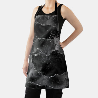 Moody Agate | Onyx Black Silver Vampy Goth Glitzer Schürze