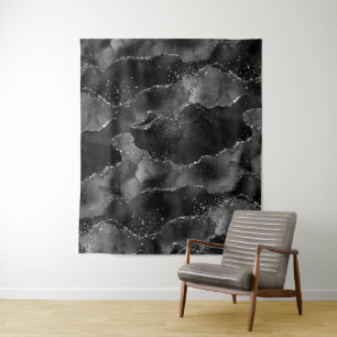 Moody Agate Onyx-Schwarz Vampy Glam Foto-Hinterg Wandteppich