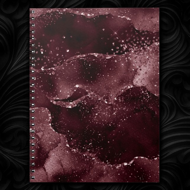 Moody Agate | Wein Bordeaux Sangria Merlot Maroon Notizblock (Von Creator hochgeladen)