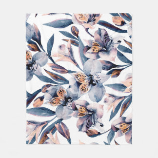 Moody Alstroemeria: Muster für Aquarellfarben-Blum Fleecedecke