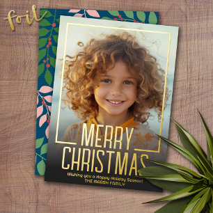 Moody Aquamarin Botanical Merry Christmas Border F Folien Feiertagskarte