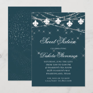 Moody Aquamarin Lilie String Lights | Süß 16 Einladung