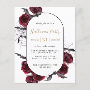 Moody Arch Floral Burgundy Halloween-Party Einladu