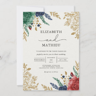 Moody Autumn Botanical Blüh Wedding Einladung