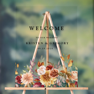 Moody Autumn Elegante Wedding Acrylschild