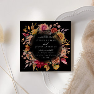 Moody Autumn Floral Square Einladung zur Hochzeit