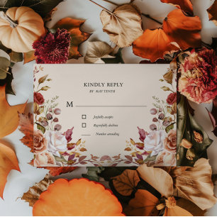 Moody Autumn Floral UAWG Response Card RSVP Karte