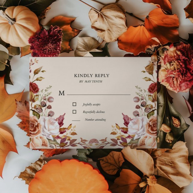 Moody Autumn Floral UAWG Response Card RSVP Karte (Von Creator hochgeladen)