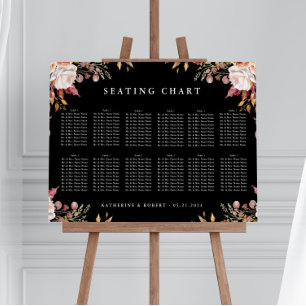 Moody Autumn Floral Wedding Chart Poster