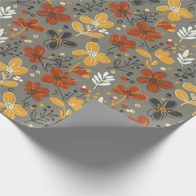 Moody Autumn Meadow Floral  Geschenkpapier (Ecke)