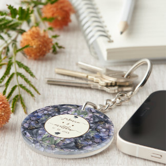 Moody Black Floral Classic Couple Names Wedding Schlüsselanhänger